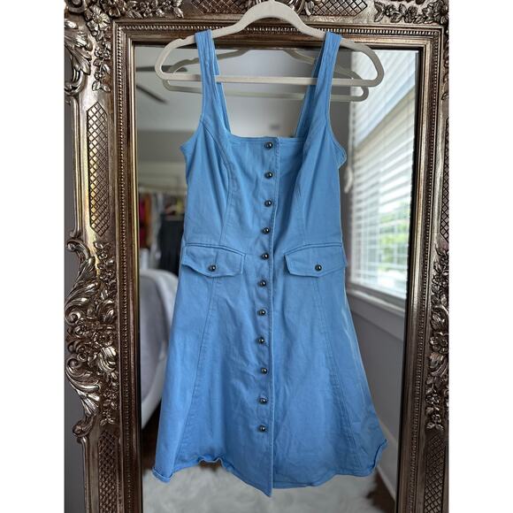 Color Me Courtney Alle Utility Dress Baby Blue Mini Size 4 - Picture 2 of 8